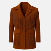 Handmade Suede Fringe Western Jacket: Beaded Native American Style