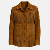 Women’s Western Fringe Jacket Suede Leather Coat | Vintage Cowgirl Rodeo Style