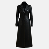 Handmade Gothic Hooded Leather Trench Coat: Black & White Steampunk Overcoat