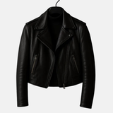 Women’s Slim Fit Vintage Black Leather Biker Jacket – Handmade Genuine Motorcycle Jacket, Classic