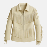 Women’s Fringe Leather Jacket Western Style Zipper Jacket Handmade Vintage Cowgirl Coat