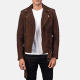 Mens Allaric Alley Mocha Suede Biker Jacket