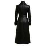 Handmade Gothic Hooded Leather Trench Coat: Black & White Steampunk Overcoat