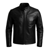 Men's Black Sheep Leather Jacket: Slim Fit Biker Coat
