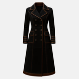 Handmade Black Suede Leather Trench Coat: Women's Double Breasted Winter Outerwear