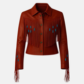 Handmade Western Leather Fringe Jacket: Cowgirl Boho Style