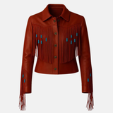Handmade Western Leather Fringe Jacket: Cowgirl Boho Style