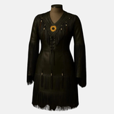 Handmade Leather Wedding Dress Women’s Long Fringe Gown, Western Style Native Powwow Regalia Maxi