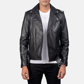 Mens Allaric Alley Black Leather Biker Jacket