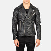 Mens Armand Black Leather Biker Jacket