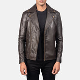 Mens Noah Brown Leather Biker Jacket