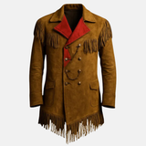 Men’s Western Fringe Coat Vintage Leather Cowboy Jacket Handmade Rodeo Style
