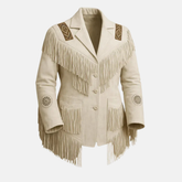 Men’s Western Fringe Jacket Vintage Cowboy Leather Coat Handmade Rodeo Style