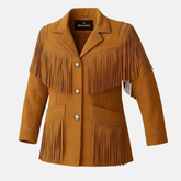 Mens Western Jacket, Handmade Cowboy Fringe Leather Coat, Vintage Classic Western Style Outerwear