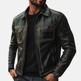 Men’s Vintage Black Genuine Lambskin Leather Jacket Handmade Distressed Biker Style Jacket