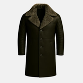 Genuine Leather Aviator Overcoat: Fur Lined Winter Jacket
