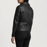 Women’s Rumy Black Leather Biker Jacket