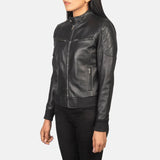 Women’s Zenna Black Leather Bomber Jacket