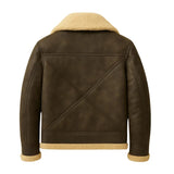 Men’s Aviator Jacket Warm Winter Leather Bomber Coat Classic Flying Pilot Jacket