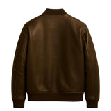 Stylish Women’s Brown Faux Leather Bomber Jacket – Biker Moto Coat, Trendy Outerwear & Gift