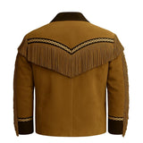 Men’s Western Fringe Jacket Vintage Cowboy Leather Coat Handmade Rodeo Style