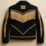 Men’s Western Fringe Cowboy Jacket Vintage Rodeo Coat Handmade Braided Suede Style