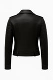 Black Women’s Genuine Leather Quilted Biker Jacket – Slim Fit Motorcycle Jacket for Daily Wear