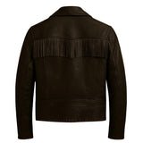 Men’s Black Fringe Jacket Western Leather Cowboy Coat Handmade Vintage Rodeo Style