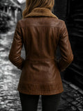 Handmade Brown Leather Trench Coat - Stylish Women's Outerwear