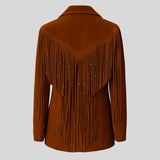 Handmade Suede Fringe Western Jacket: Beaded Native American Style