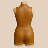 Handmade Black Leather Mini Dress: Backless Bodycon Party Outfit