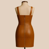 Handmade Black Leather Bodycon Dress: Sleeveless Mini/Midi Party Outfit