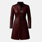 Handmade Vintage Distressed Leather Coat Women’s Long Genuine Leather Trench Jacket