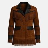 Women’s Western Fringe Jacket Suede Leather Cowgirl Coat Handmade Rodeo Style