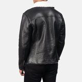 Mens Alberto White Shearling Black Leather Jacket