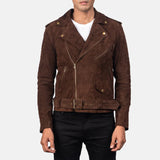 Mens Allaric Alley Mocha Suede Biker Jacket