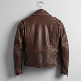 Handmade Brown Leather Biker Jacket – Classic Moto Style Men’s Motorcycle Coat