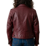 Women’s Desaturated Red Genuine Leather Jacket Classic Biker Style Moto Jacket – Handmade Real Leather Outerwear – Stylish Casual Fall & Winter Coat