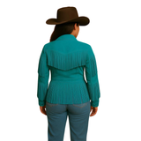 Handmade Leather Fringe Cowgirl Jacket: Beaded Western Rodeo Coat