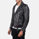 Mens Allaric Alley Black Leather Biker Jacket