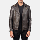 Mens Noah Brown Leather Biker Jacket