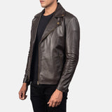 Mens Noah Brown Leather Biker Jacket