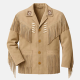 Men’s Western Fringe Jacket Suede Leather Cowboy Jacket Vintage Rodeo Style