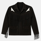 Handmade Leather Fringe Western Jacket for Men, Vintage Cowboy Style with Classic Fringe Design
