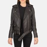 Women’s Alison Brown Leather Biker Jacket