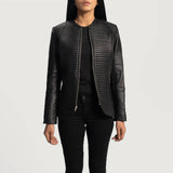 Women’s Nexi Quilted Black Leather Jacket