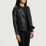Women’s Rumy Black Leather Biker Jacket