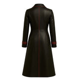 Women’s Black Leather Trench Coat – Handmade Long Overcoat, Dark Fantasy Style Jacket