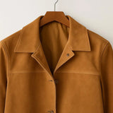 Women’s Suede Leather Coat Handmade Vintage Jacket Minimal Western Style