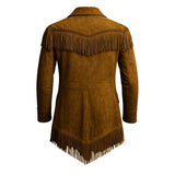 Men’s Western Fringe Coat Vintage Leather Cowboy Jacket Handmade Rodeo Style